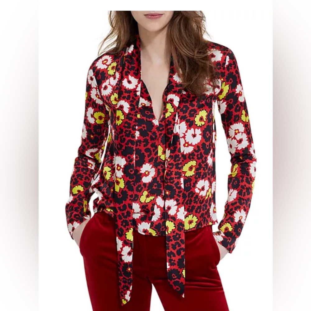 The Kooples
Wild Blossom Tie Neck Blouse